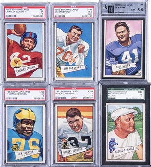 1952 Bowman Football Large Complete Set (144) Including Six Graded Cards